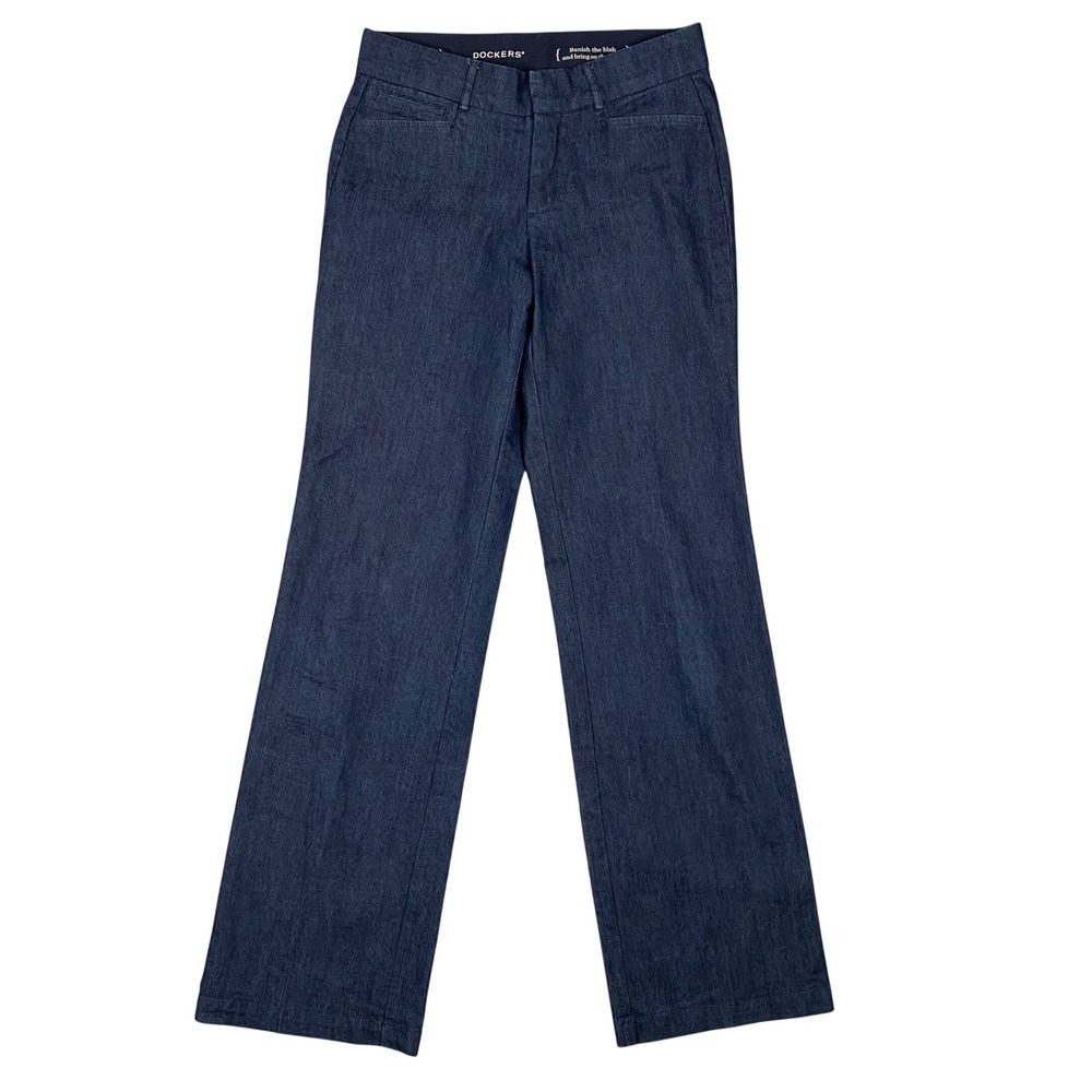 Dockers Straight Leg Stretch Denim Trousers Women 6L Dark Wash Blue Long